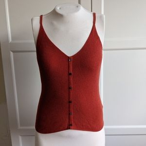 Anthropologie rust knit button-down tank top - xs